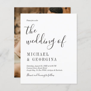 Papier Budget Simple Black White Photo Faire-part de mari