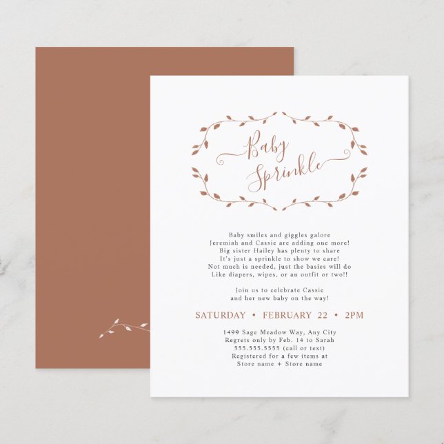 Papier Budget Simple Botanique Terra Cotta Baby Sprinky (Devant / Derrière)