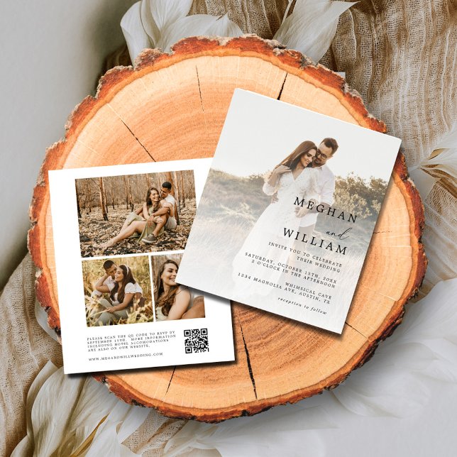 Papier Budget Simple Calligraphie Code Qr Photo Mariage (Créateur téléchargé)