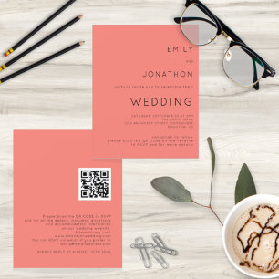Papier Budget Simple Coral Rose QR Code Mariage Invitatio