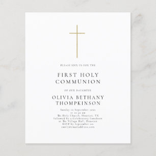 Papier Budget Simple Croix d'or Première communion sainte