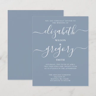 Papier Budget Simple Dusty Blue Moderne Faire-part de mar