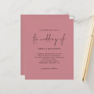 Papier Budget Simple Dusty Rose rose Faire-part de mariag