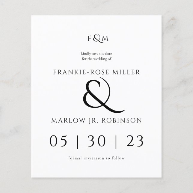 Papier Budget Simple Elegant Non Photo Enregistrer la dat (Devant)