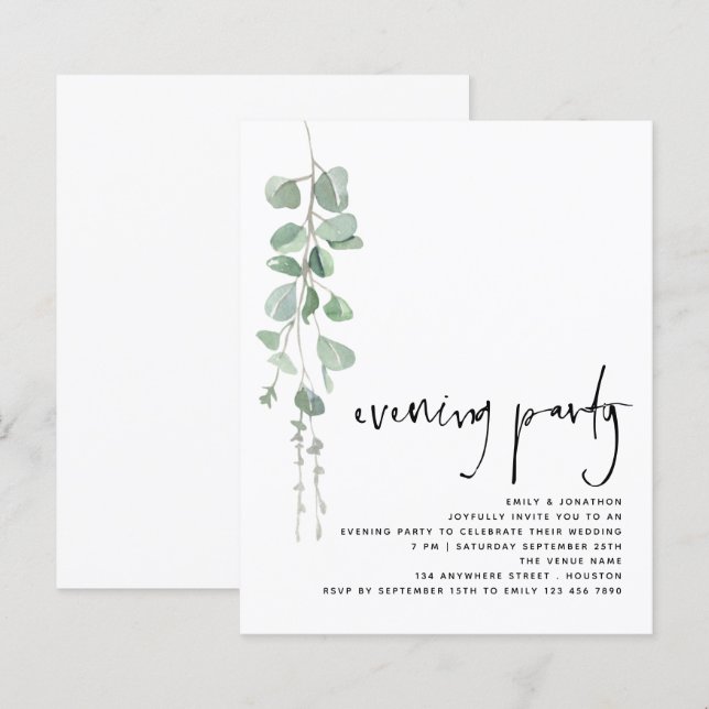 Papier Budget Simple Eucalyptus Mariage Soirée (Devant / Derrière)