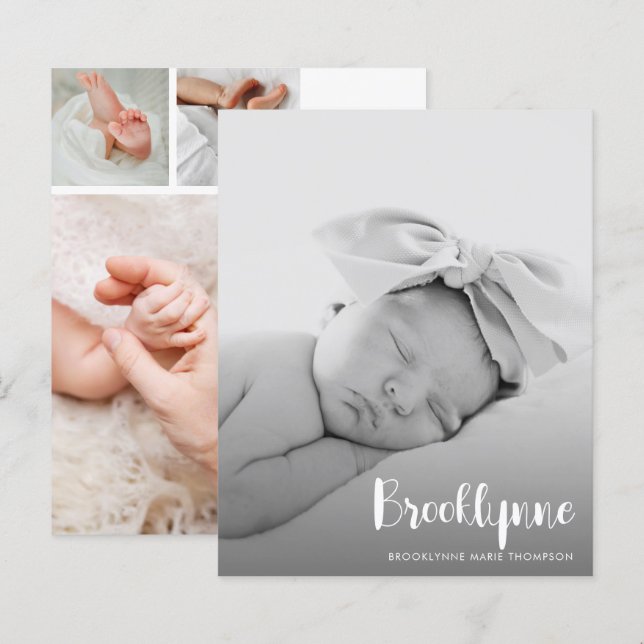 Papier Budget simple Faire-part de naissance photo (Devant / Derrière)