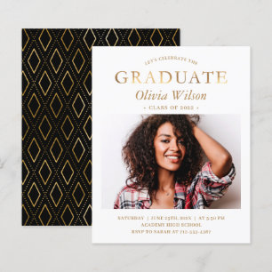 Papier Budget Simple Gold Photo Invitations de graduation