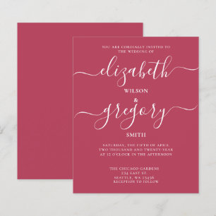 Papier Budget Simple Magenta Moderne Faire-part de mariag