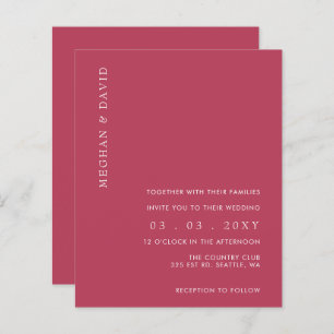 Papier Budget Simple Magenta Moderne Faire-part de mariag