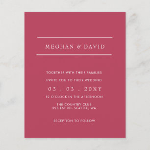 Papier Budget Simple Magenta Moderne Faire-part de mariag