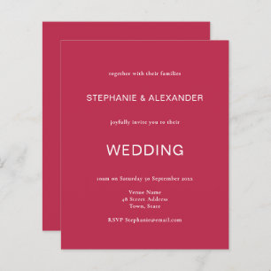 Papier Budget Simple Magenta QR Code Faire-part de mariag