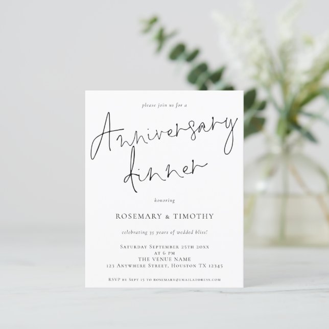 Papier Budget Simple Mariage Anniversaire Dîner Invitatio (Debout devant)