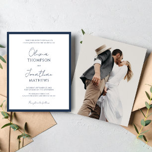 Papier BUDGET Simple Mariage Photo Écriture Bleu Navy