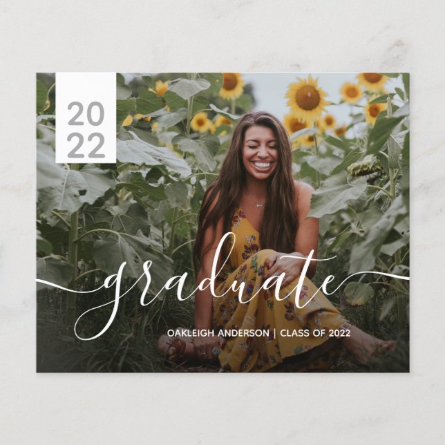 Papier Budget Simple Moderne 2 Photo Graduation Annonce (Devant)