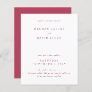 Papier Budget Simple Moderne Faire-part de mariage Magent