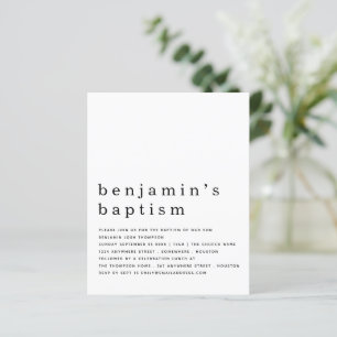 Papier Budget Simple Noir Blanc Baptême Invitation