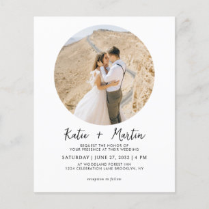 Papier BUDGET Simple noir et blanc Mariage photo ronde