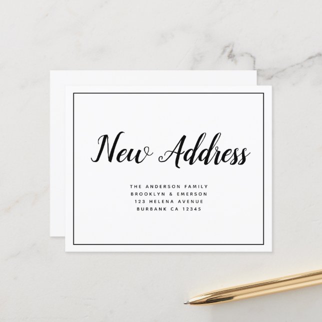 Papier BUDGET Simple Nouveau Faire-part d'adresse (Devant/Arrière en situation)