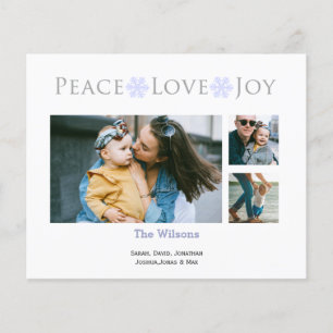 Papier Budget Simple Peace Love Joy Photo Holiday Card