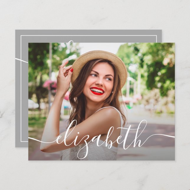 Papier Budget Simple Photo Graduation Invitations (Devant / Derrière)