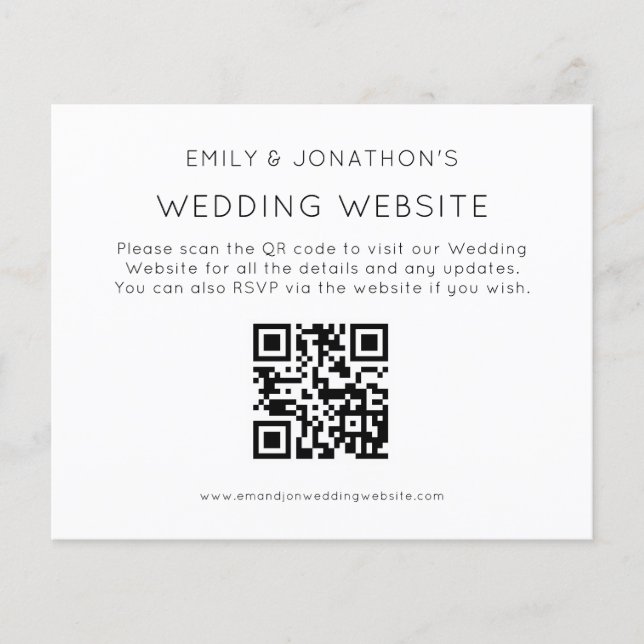 Papier Budget Simple QR Code Mariage Site Web Encl (Devant)