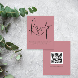 Papier Budget Simple QR Code Script Mariage rose RSVP