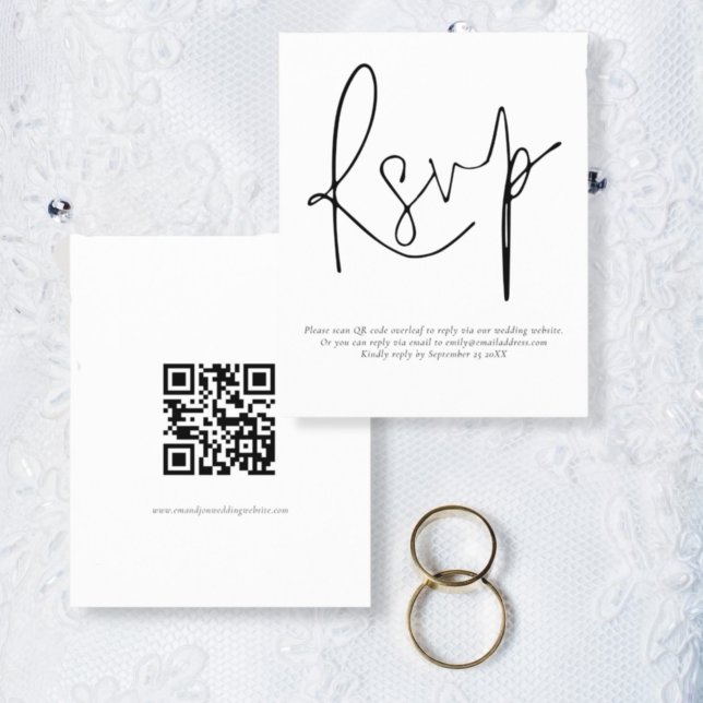 Papier Budget Simple QR Code Script Wedding RSVP (Créateur téléchargé)
