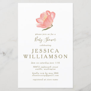 Papier Budget Simple Rose Floral Baby shower Invitation