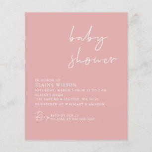 Papier Budget Simple Rose Moderne Baby shower Invitation