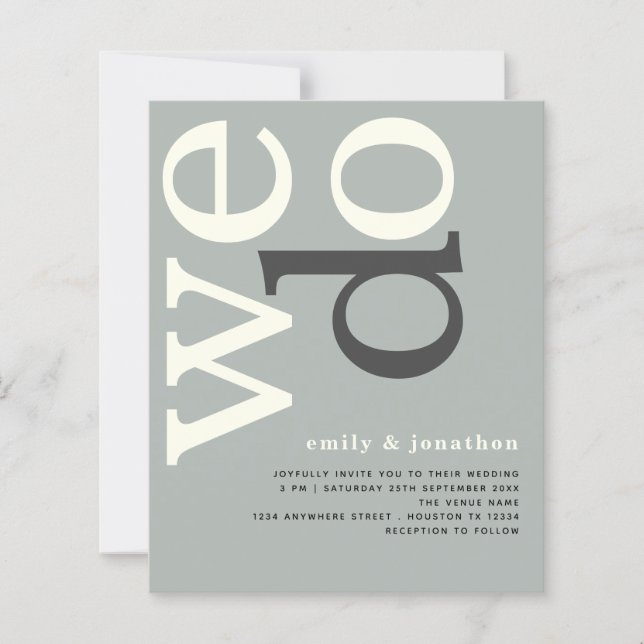 Papier BUDGET Simple Sage Ivory Texte Mariage Invitation (Devant)