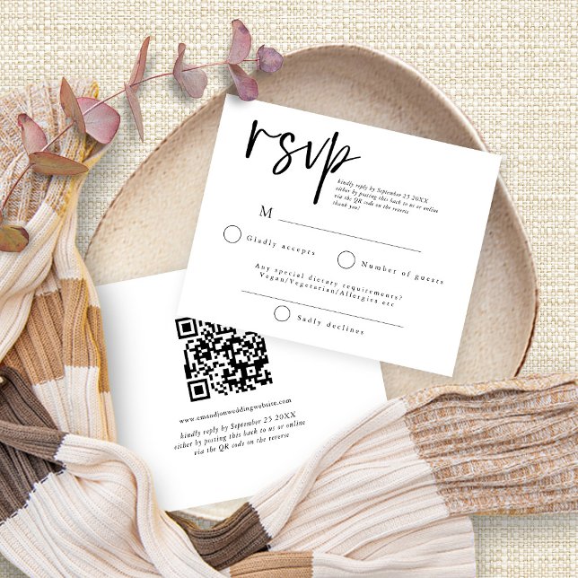 Papier Budget Simple Script QR Code Mariage RSVP (Créateur téléchargé)