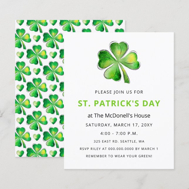 Papier Budget Simple Shamrock Jour de la Saint Patrick In (Devant / Derrière)