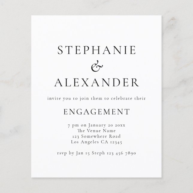 Papier Budget Simply Text Engagement Party (Devant)