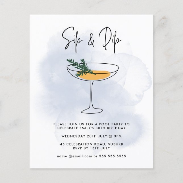 Papier Budget Sip & Dip Cocktail Pool Party (Devant)