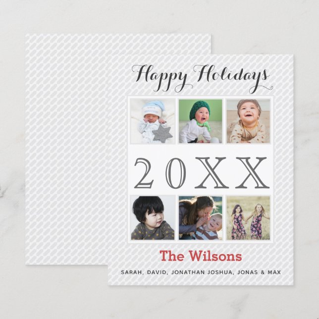 Papier Budget Six Photos Collage Photo Holiday Card (Devant / Derrière)