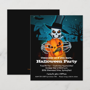 Papier Budget Skeleton et Citrouille Halloween Invitation