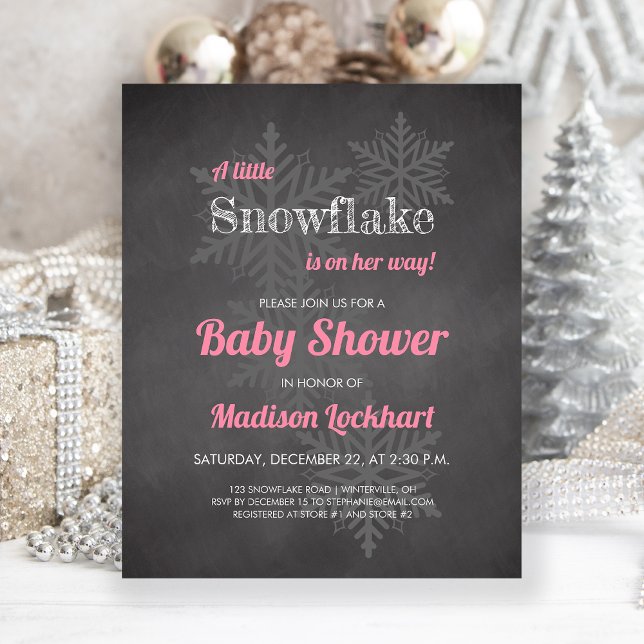 Papier Budget Snowflake Chalkboard Baby shower rose (Créateur téléchargé)