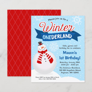Papier Budget Snowman Boy Winter ONE derland 1er annivers