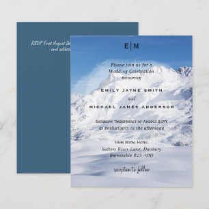 Papier Budget Snowy Mountain Alps Ski Wedding Invite