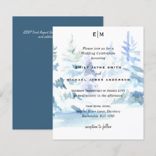 Papier Budget Snowy Mountain Trees Ski Wedding Invite