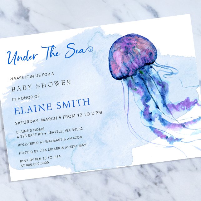 Papier Budget sous la mer méduse baby shower Invitation (Créateur téléchargé)