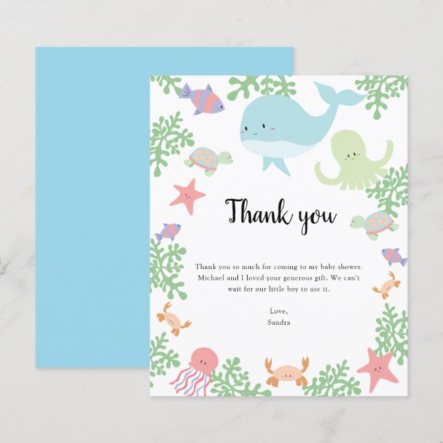 Papier Budget sous le Baby shower maritime Merci Kawaii (Devant / Derrière)