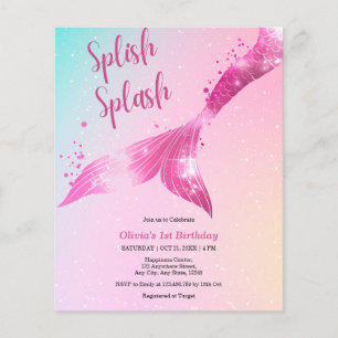 Papier Budget Splish Splash Mermaid 1er anniversaire Invi