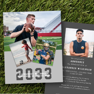 Papier Budget Sporty Guy Moderne 4 Photo Grad Faire-part