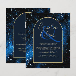 Papier BUDGET Starry Night Marine Blue Gold Wedding INVIT