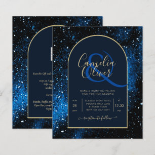 Papier BUDGET Starry Night Marine Blue Gold Wedding INVIT