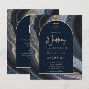 Papier BUDGET Starry Night Marine Gold Agate Mariage INVI