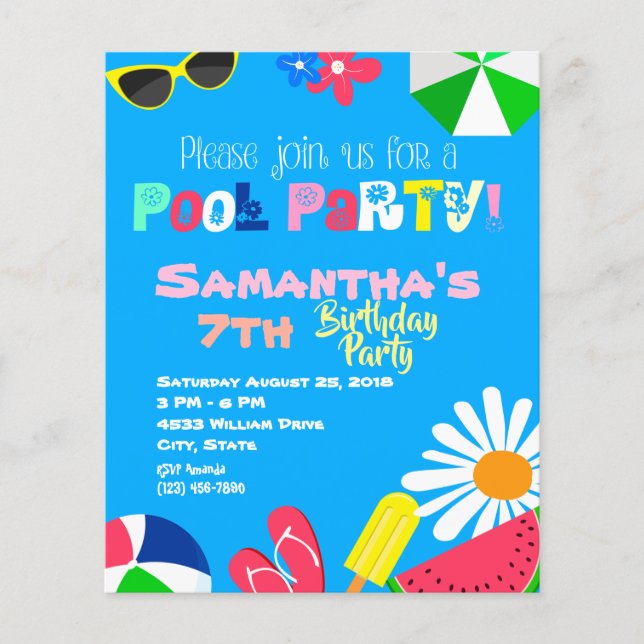 Papier Budget Summer Pool Party Anniversaire Beach Ball (Devant)