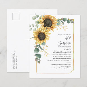 Papier Budget Sunflower 40e anniversaire Invitation de fê