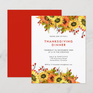 Papier Budget Sunflower Berry Thanksgiving Dîner Invitati